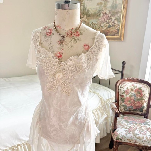 lace slip dress Pauline's Creusau size medium 90s - Picture 2 of 6